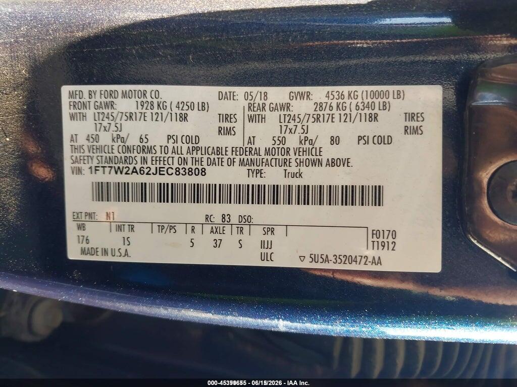 1FT7W2A62JEC83808 2018 FORD F-250 photo no. 9