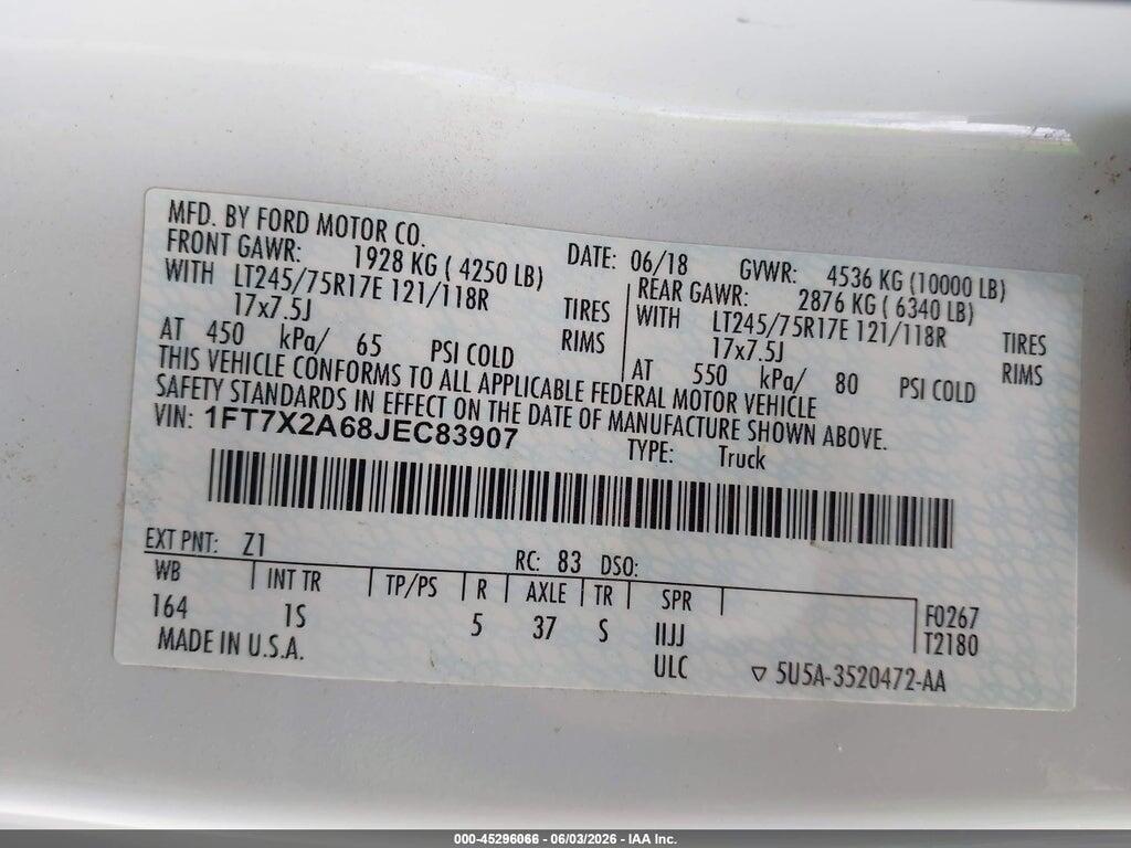 1FT7X2A68JEC83907 2018 FORD F-250 photo no. 9
