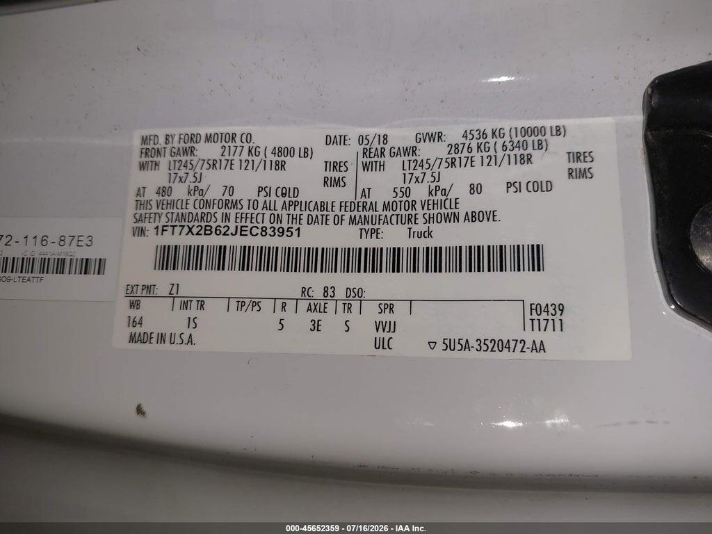 1FT7X2B62JEC83951 2018 FORD F-250 photo no. 9