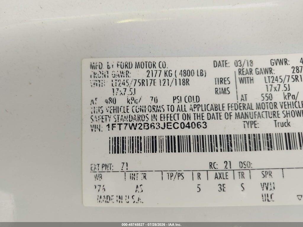 1FT7W2B63JEC04063 2018 FORD F-250 photo no. 9