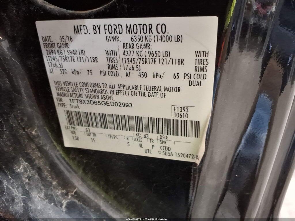 1FT8X3D65GED02993 2016 FORD F-350 photo no. 9