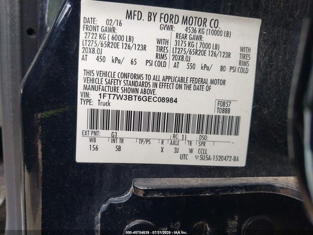 1FT7W3BT6GEC08984 2016 FORD F-350 photo no. 9