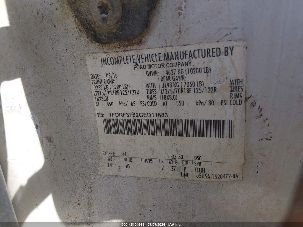 1FDRF3F62GED11683 2016 FORD F-350 CHASSIS photo no. 9