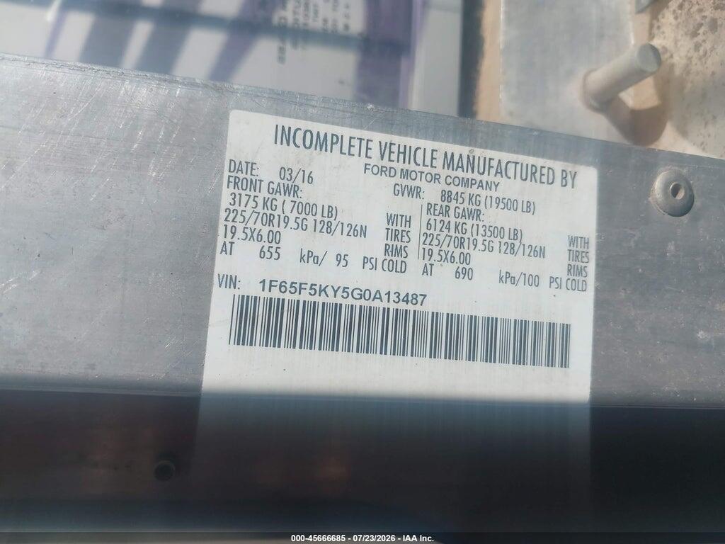 1F65F5KY5G0A13487 2016 FORD F-59 COMMERCIAL STRIPPED photo no. 4