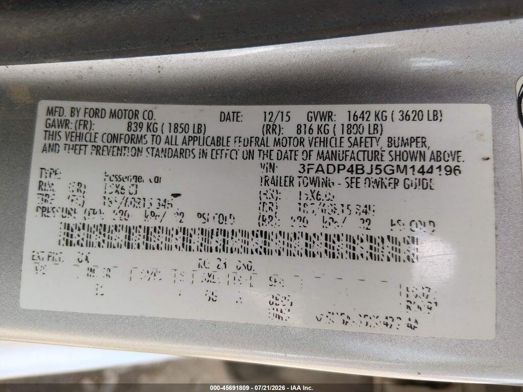 3FADP4BJ5GM144196 2016 FORD FIESTA photo no. 9