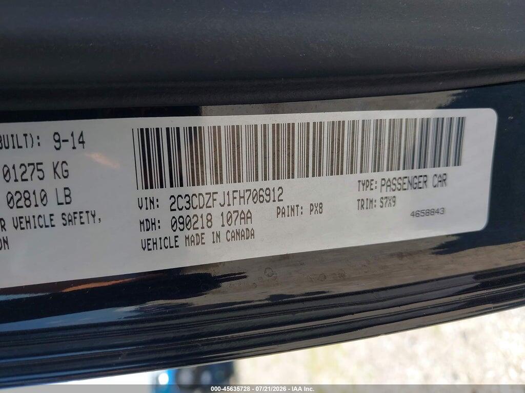 2C3CDZFJ1FH706912 2015 DODGE CHALLENGER photo no. 9