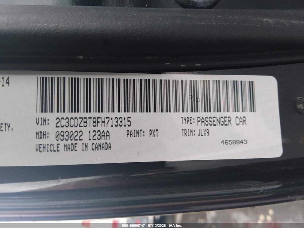 2C3CDZBT8FH713315 2015 DODGE CHALLENGER photo no. 9