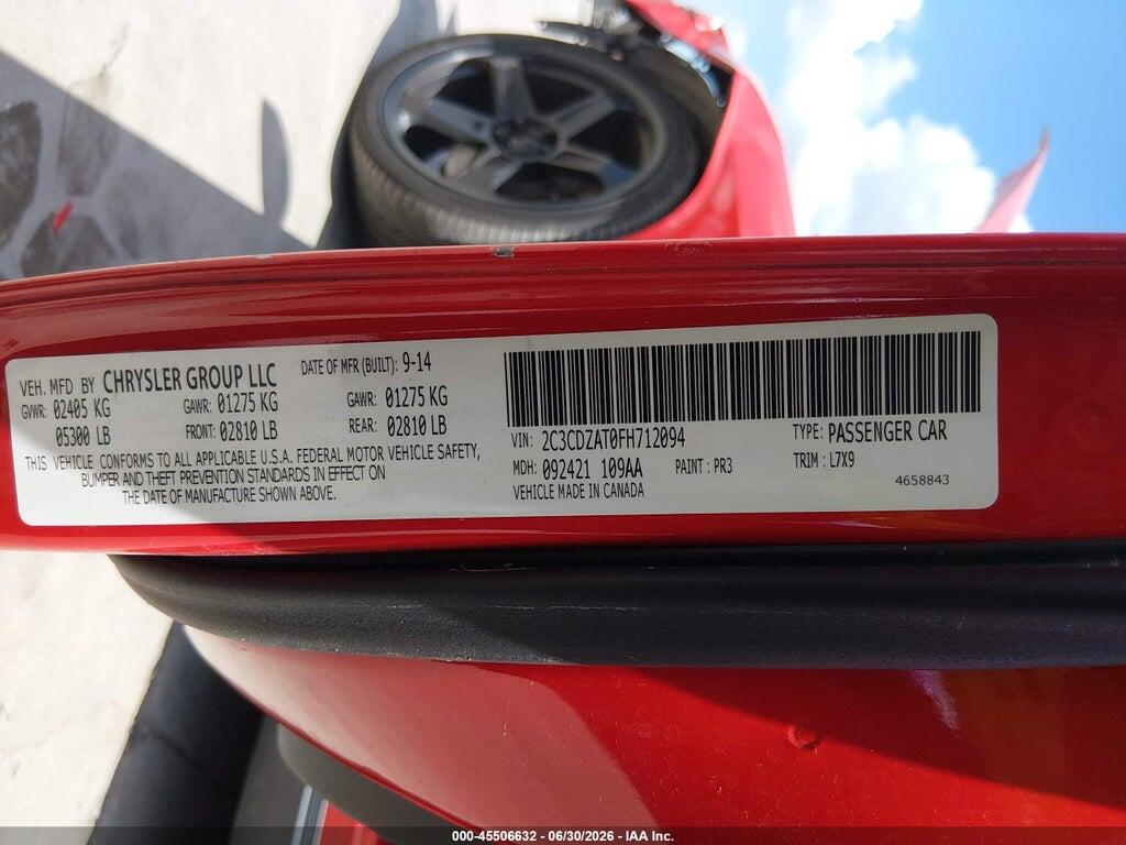 2C3CDZAT0FH712094 2015 DODGE CHALLENGER photo no. 9