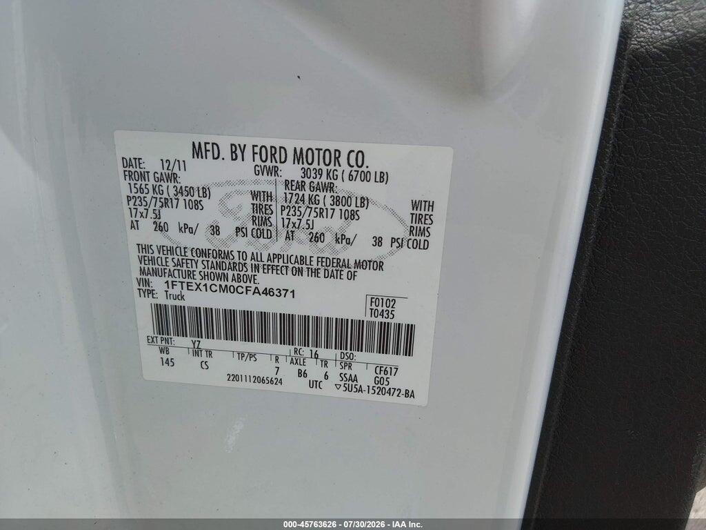 1FTEX1CM0CFA46371 2012 FORD F-150 photo no. 9