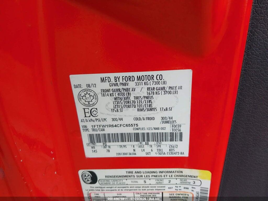 1FTFW1R64CFC65575 2012 FORD F-150 photo no. 8