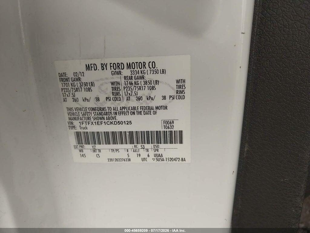 1FTFX1EF1CKD50125 2012 FORD F-150 photo no. 9