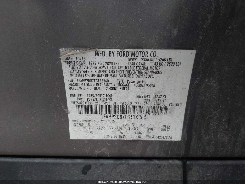 1FAHP2D87EG138360 2014 FORD TAURUS photo no. 9