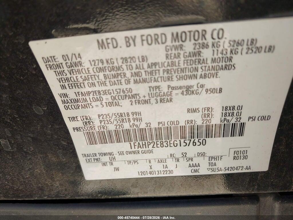 1FAHP2E83EG157650 2014 FORD TAURUS photo no. 9