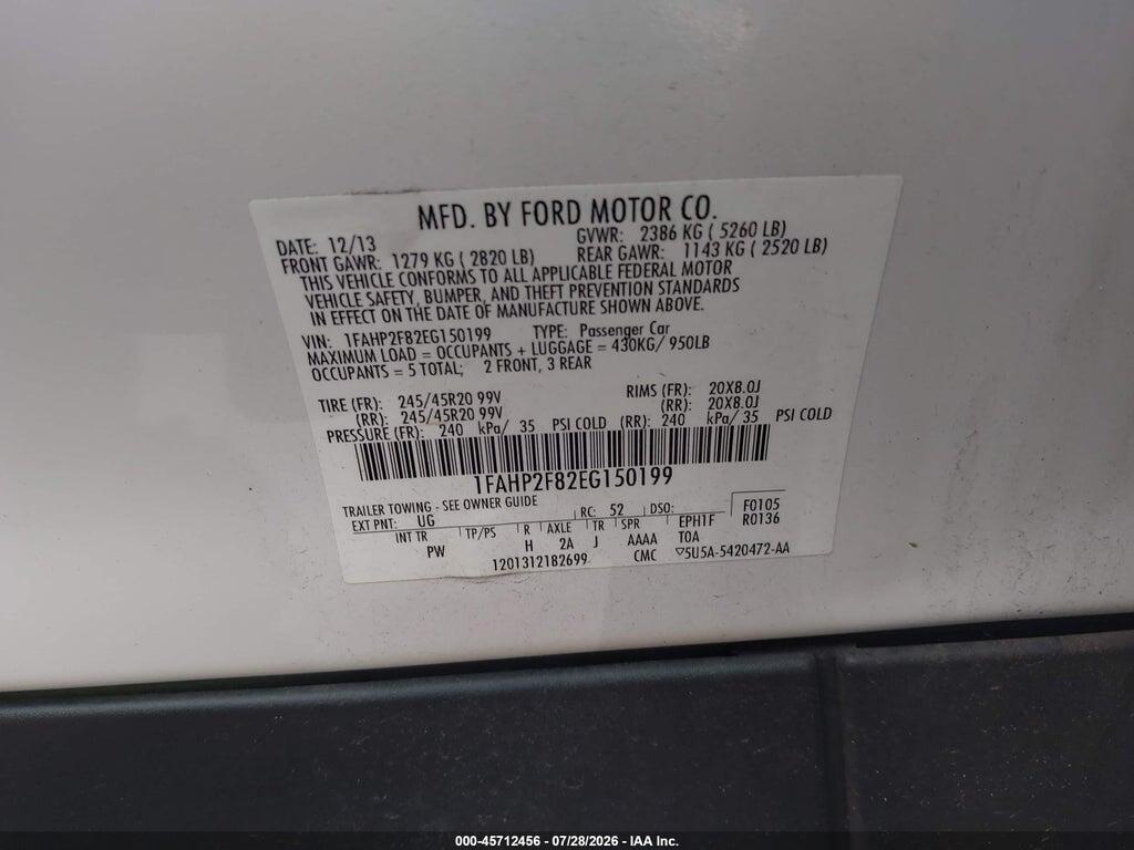 1FAHP2F82EG150199 2014 FORD TAURUS photo no. 9