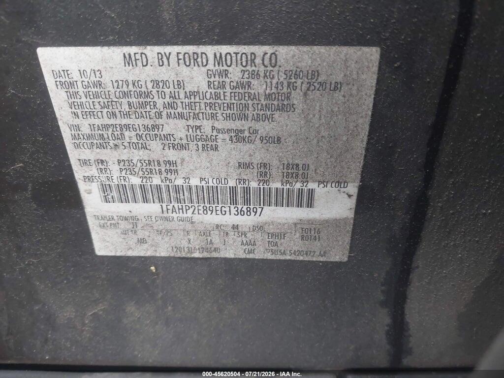 1FAHP2E89EG136897 2014 FORD TAURUS photo no. 9