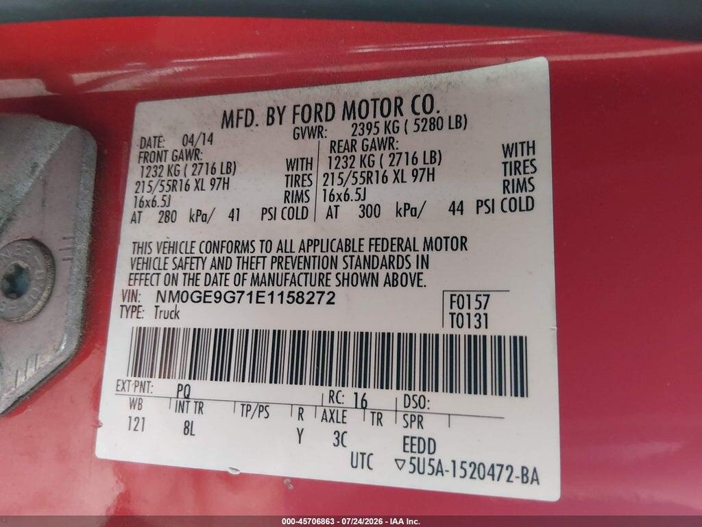 NM0GE9G71E1158272 2014 FORD TRANSIT CONNECT photo no. 9