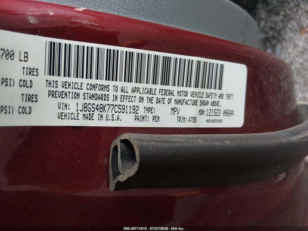 1J8GS48K77C591192 2007 JEEP GRAND CHEROKEE photo no. 9