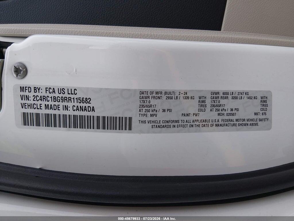 2C4RC1BG9RR115682 2024 CHRYSLER PACIFICA photo no. 9