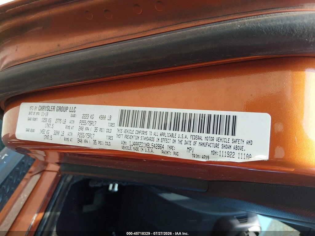 1J4AA2D1XBL542864 2011 JEEP WRANGLER photo no. 9