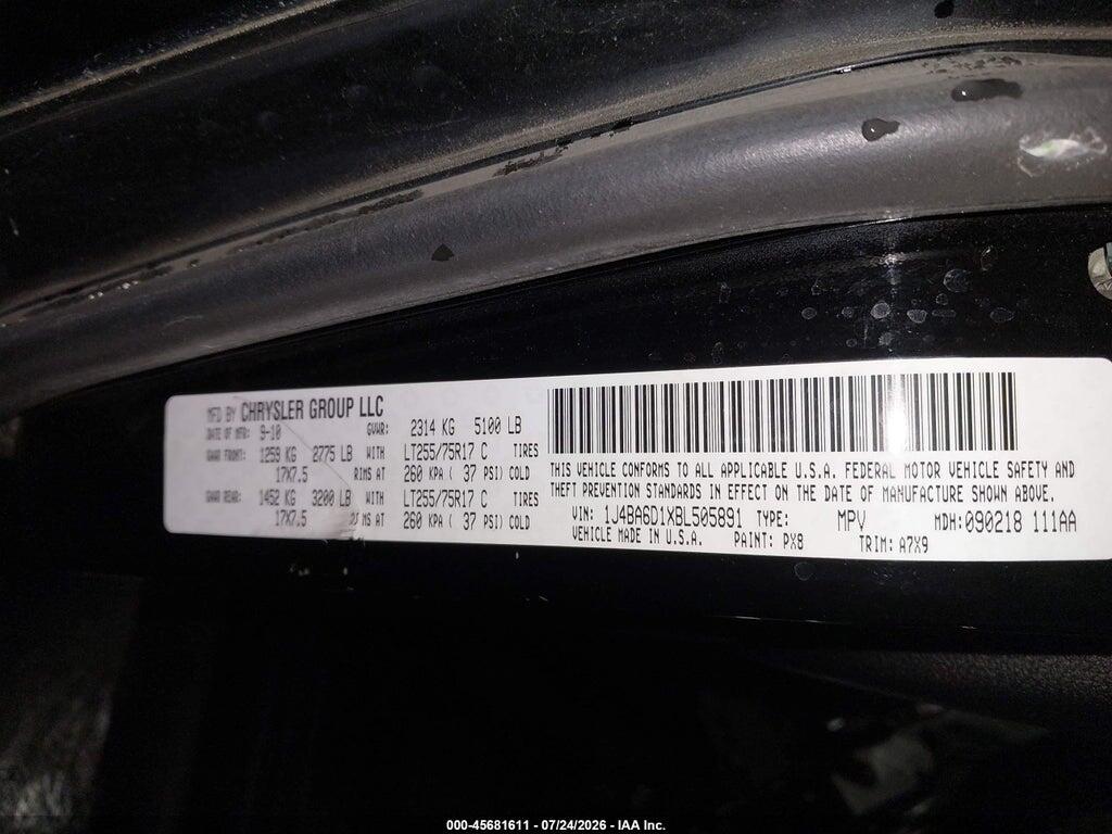 1J4BA6D1XBL505891 2011 JEEP WRANGLER photo no. 9