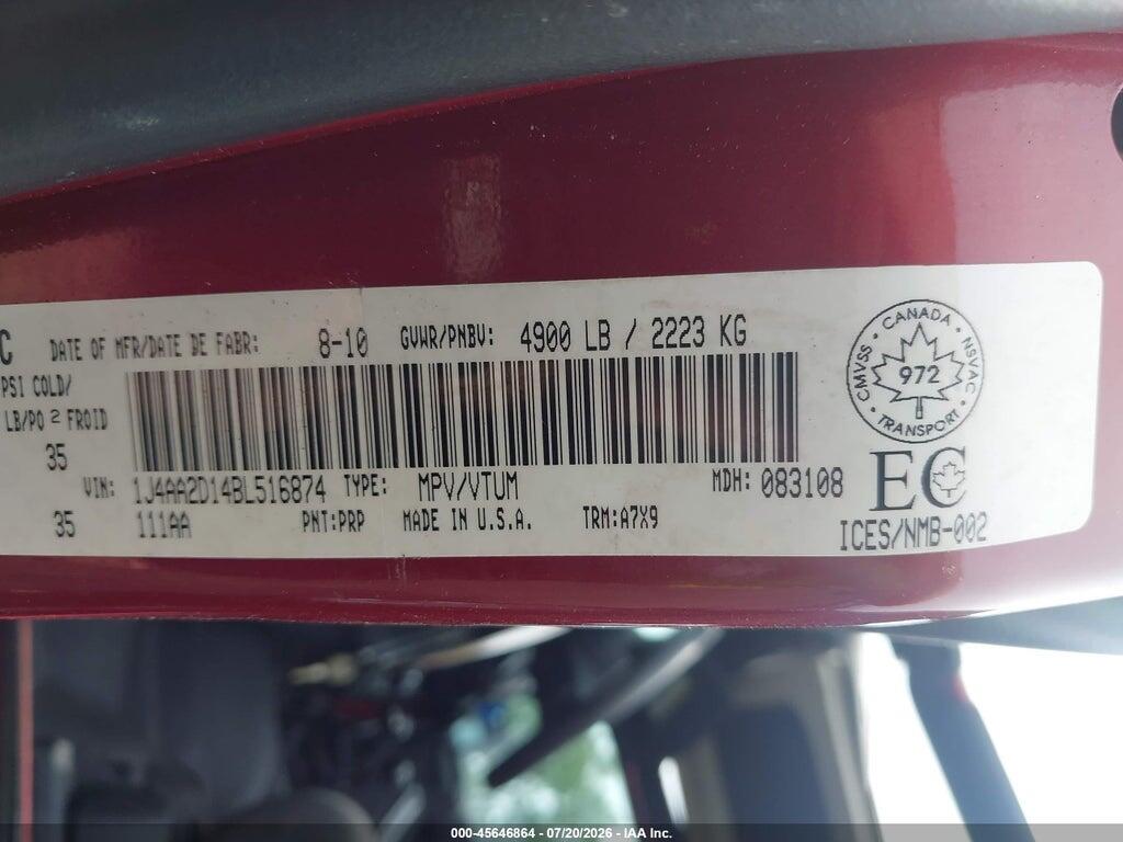 1J4AA2D14BL516874 2011 JEEP WRANGLER photo no. 9