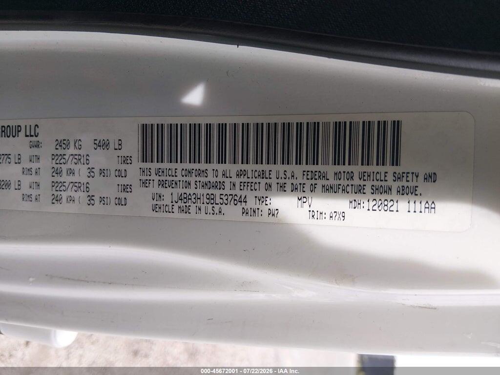 1J4BA3H19BL537644 2011 JEEP WRANGLER UNLIMITED photo no. 9