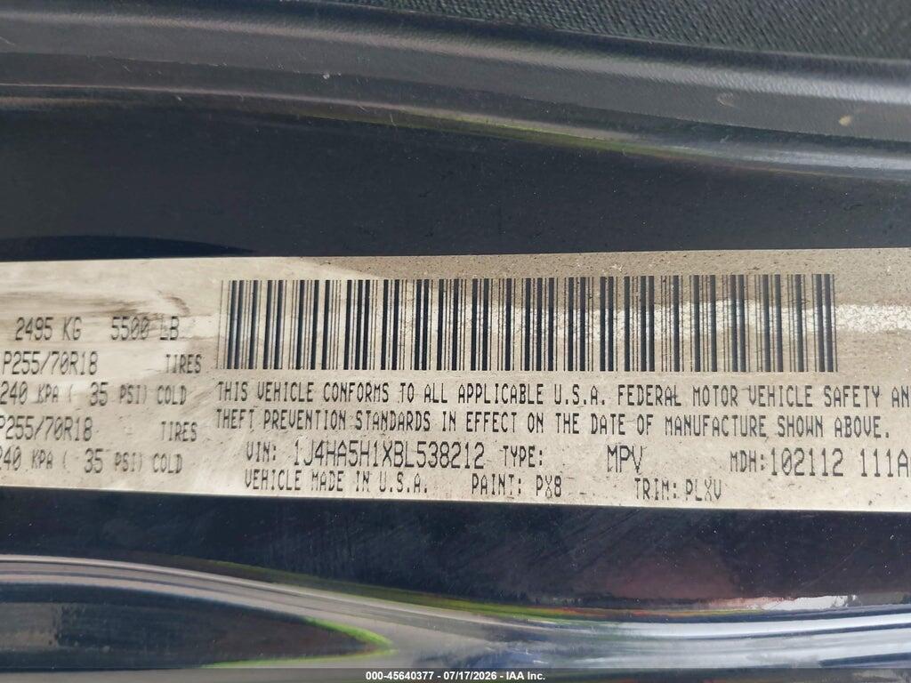 1J4HA5H1XBL538212 2011 JEEP WRANGLER UNLIMITED photo no. 9
