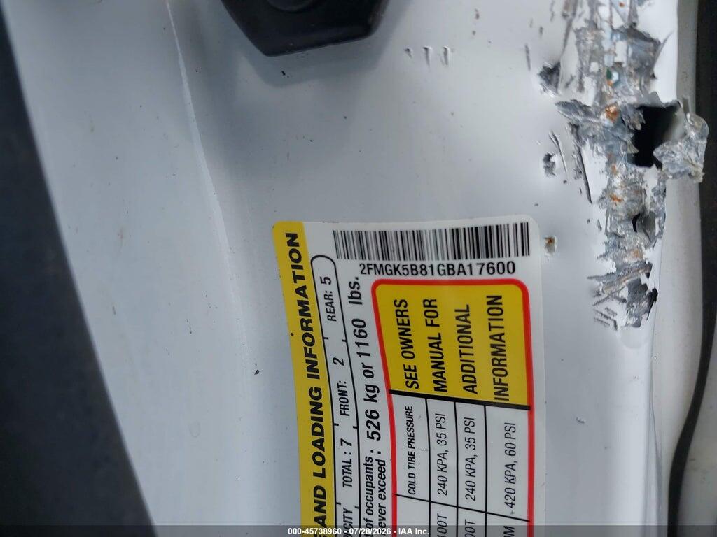 2FMGK5B81GBA17600 2016 FORD FLEX photo no. 9