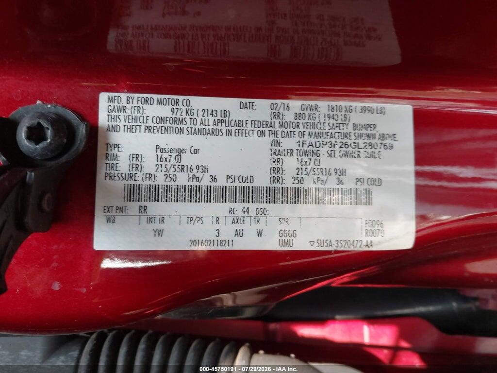 1FADP3F26GL280769 2016 FORD FOCUS photo no. 9