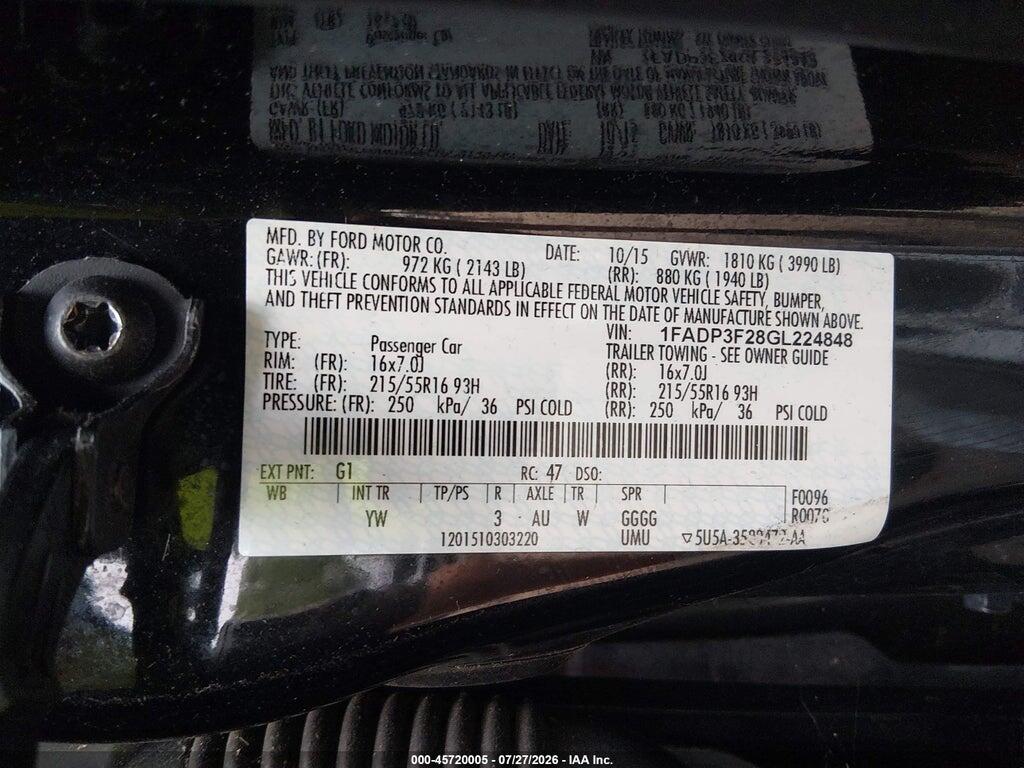 1FADP3F28GL224848 2016 FORD FOCUS photo no. 9