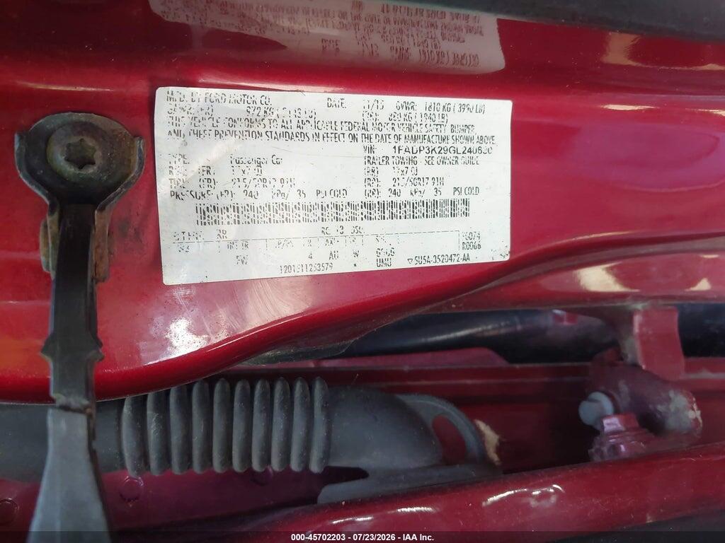 1FADP3K29GL240630 2016 FORD FOCUS photo no. 9