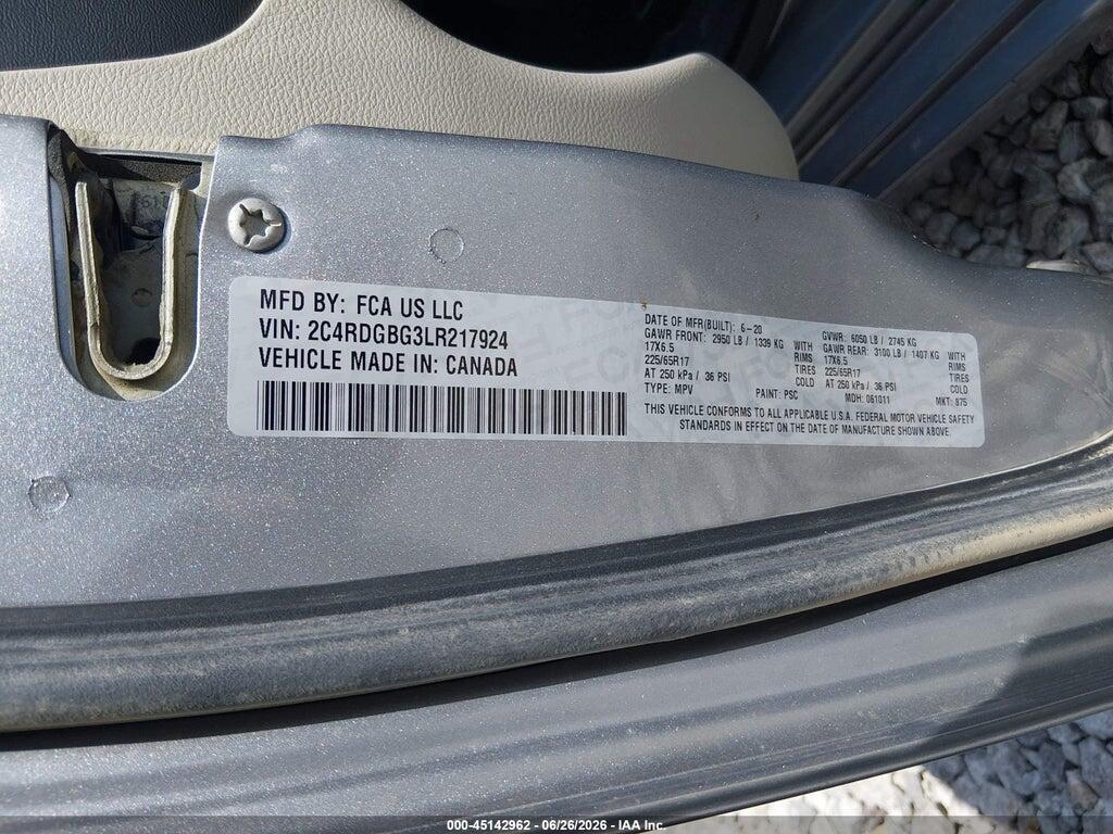 2C4RDGBG3LR217924 2020 DODGE GRAND CARAVAN photo no. 9