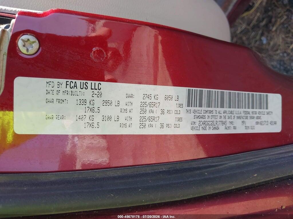 2C4RDGCG5LR177845 2020 DODGE GRAND CARAVAN photo no. 9