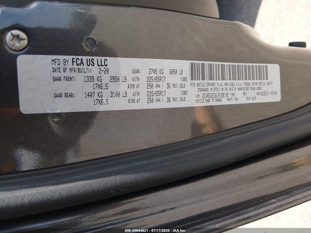 2C4RDGEGXLR188109 2020 DODGE GRAND CARAVAN photo no. 9