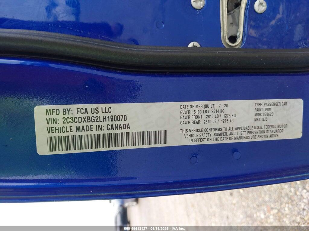 2C3CDXBG2LH190070 2020 DODGE CHARGER photo no. 9