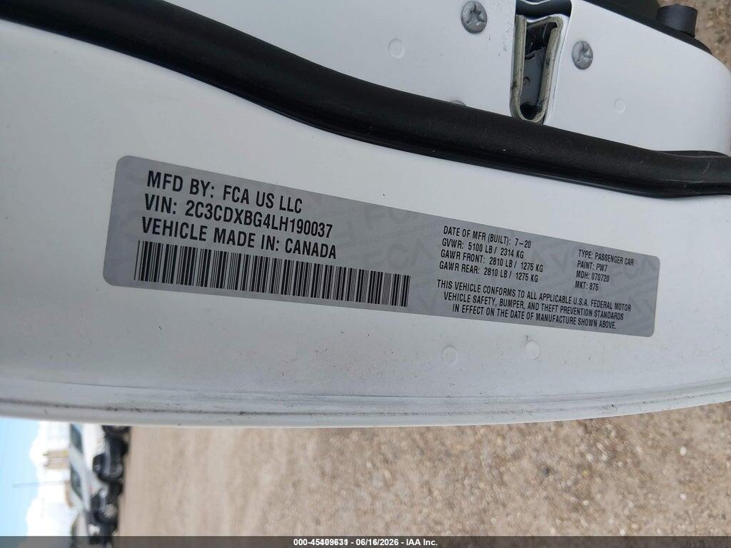 2C3CDXBG4LH190037 2020 DODGE CHARGER photo no. 9