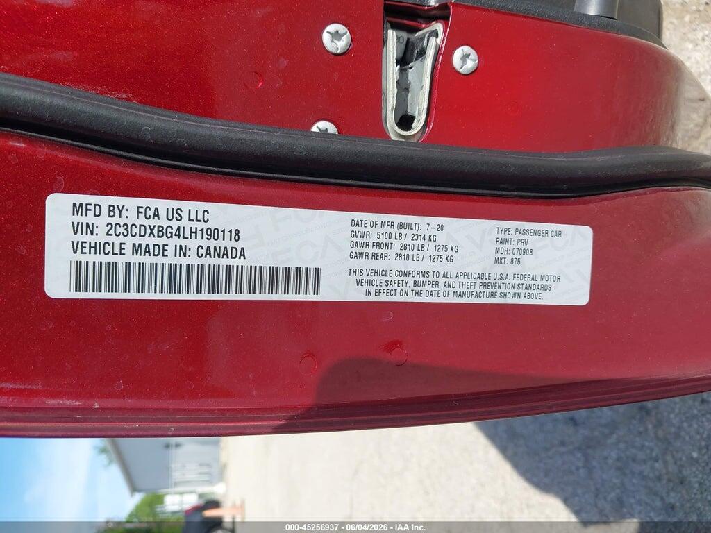2C3CDXBG4LH190118 2020 DODGE CHARGER photo no. 9