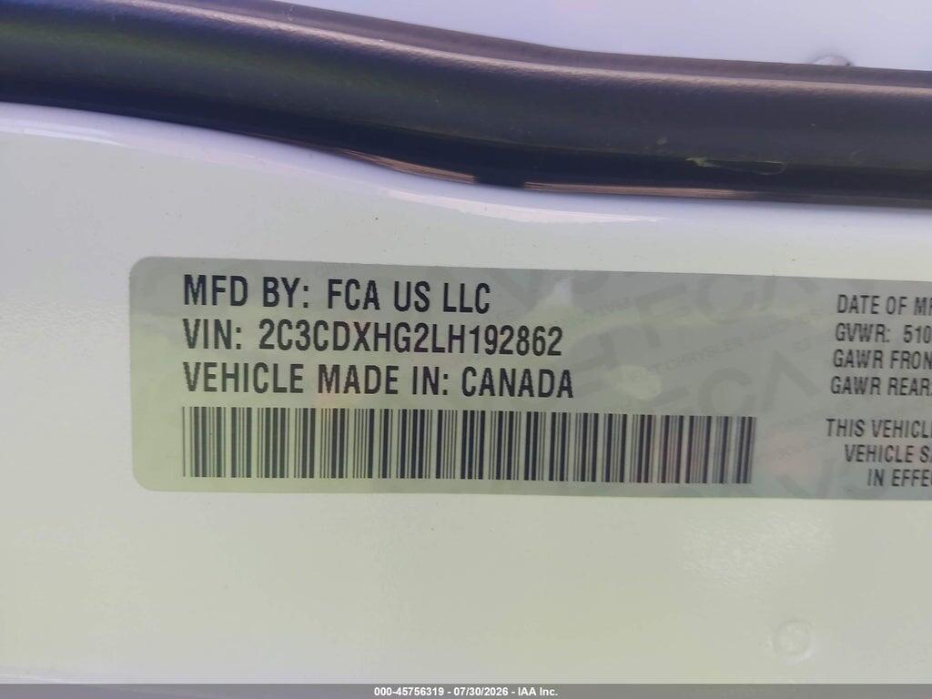2C3CDXHG2LH192862 2020 DODGE CHARGER photo no. 9