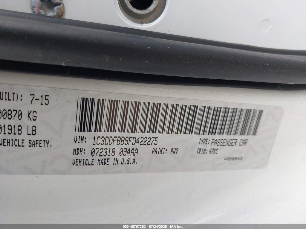 1C3CDFBB9FD422275 2015 DODGE DART photo no. 9