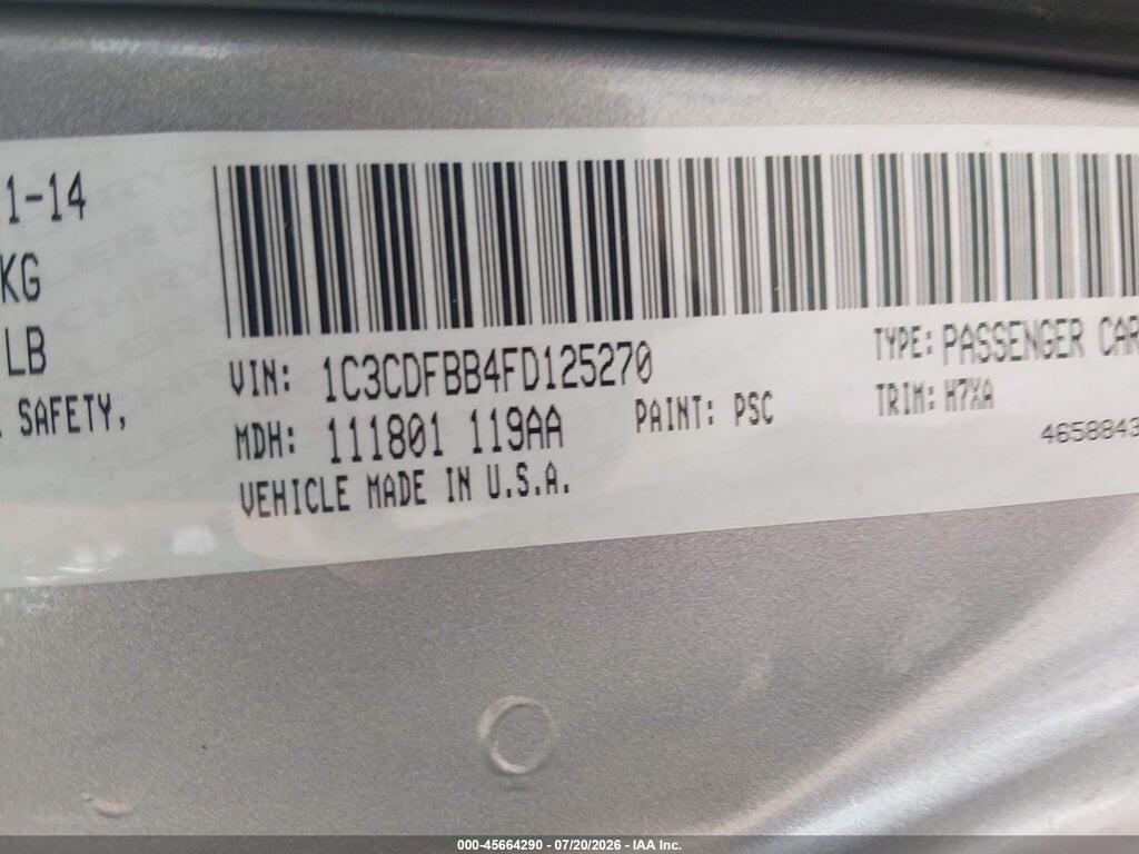 1C3CDFBB4FD125270 2015 DODGE DART photo no. 9
