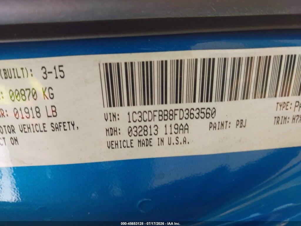 1C3CDFBB8FD363560 2015 DODGE DART photo no. 9