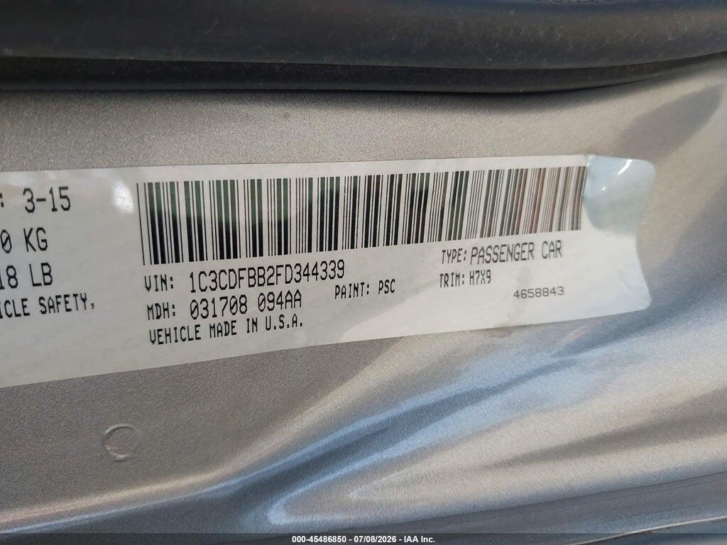 1C3CDFBB2FD344339 2015 DODGE DART photo no. 9