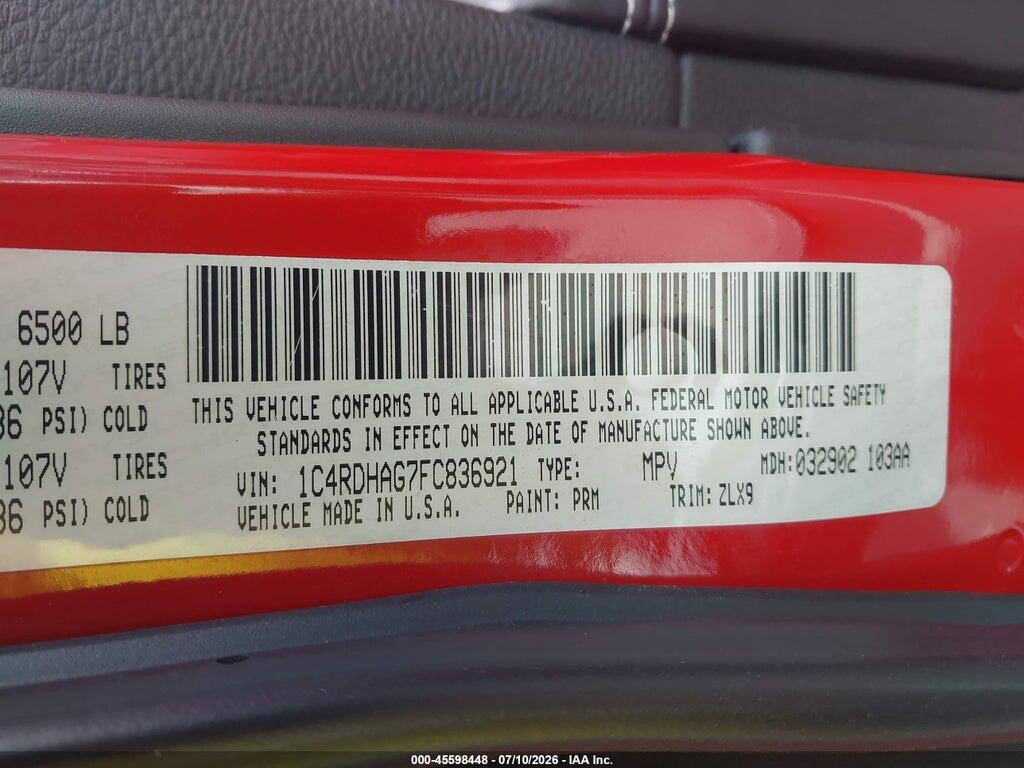 1C4RDHAG7FC836921 2015 DODGE DURANGO photo no. 9
