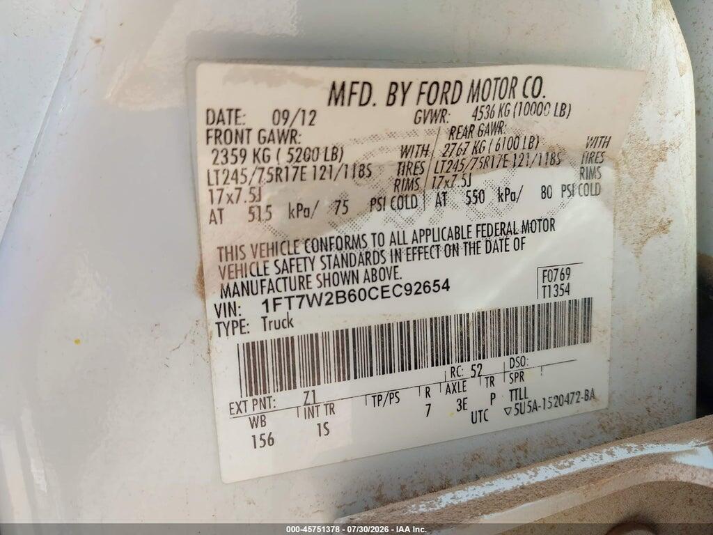 1FT7W2B60CEC92654 2012 FORD F-250 photo no. 9