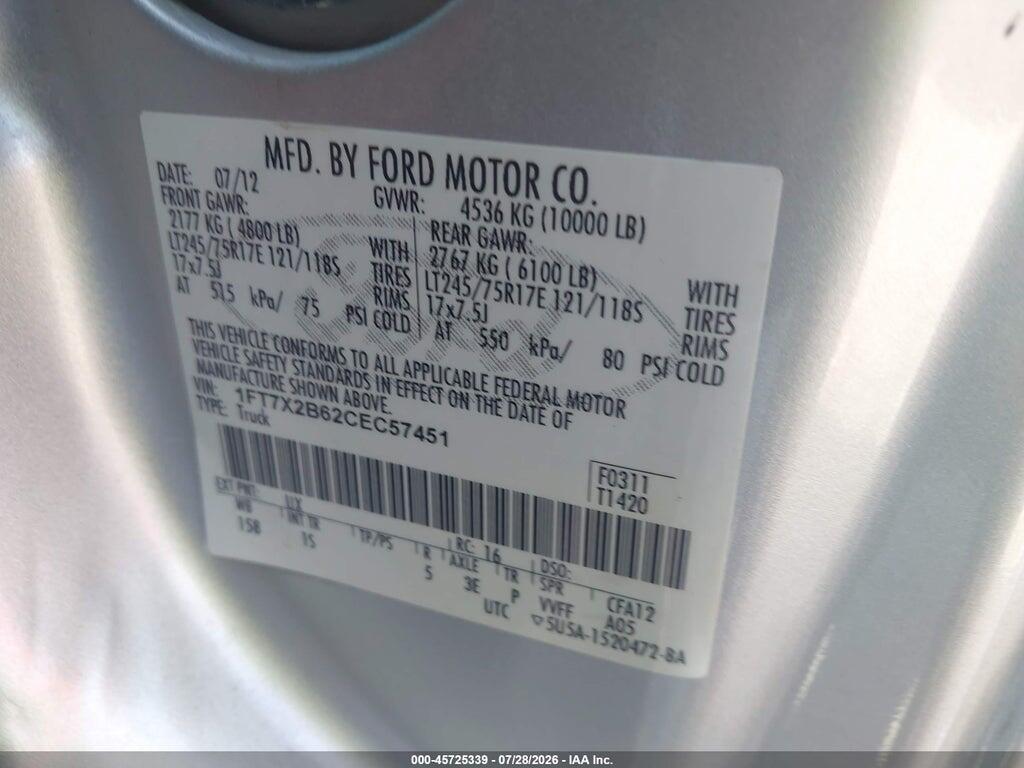 1FT7X2B62CEC57451 2012 FORD F-250 photo no. 9