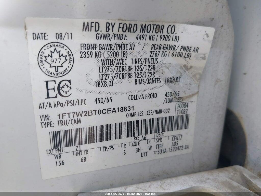 1FT7W2BT0CEA18831 2012 FORD F-250 photo no. 9
