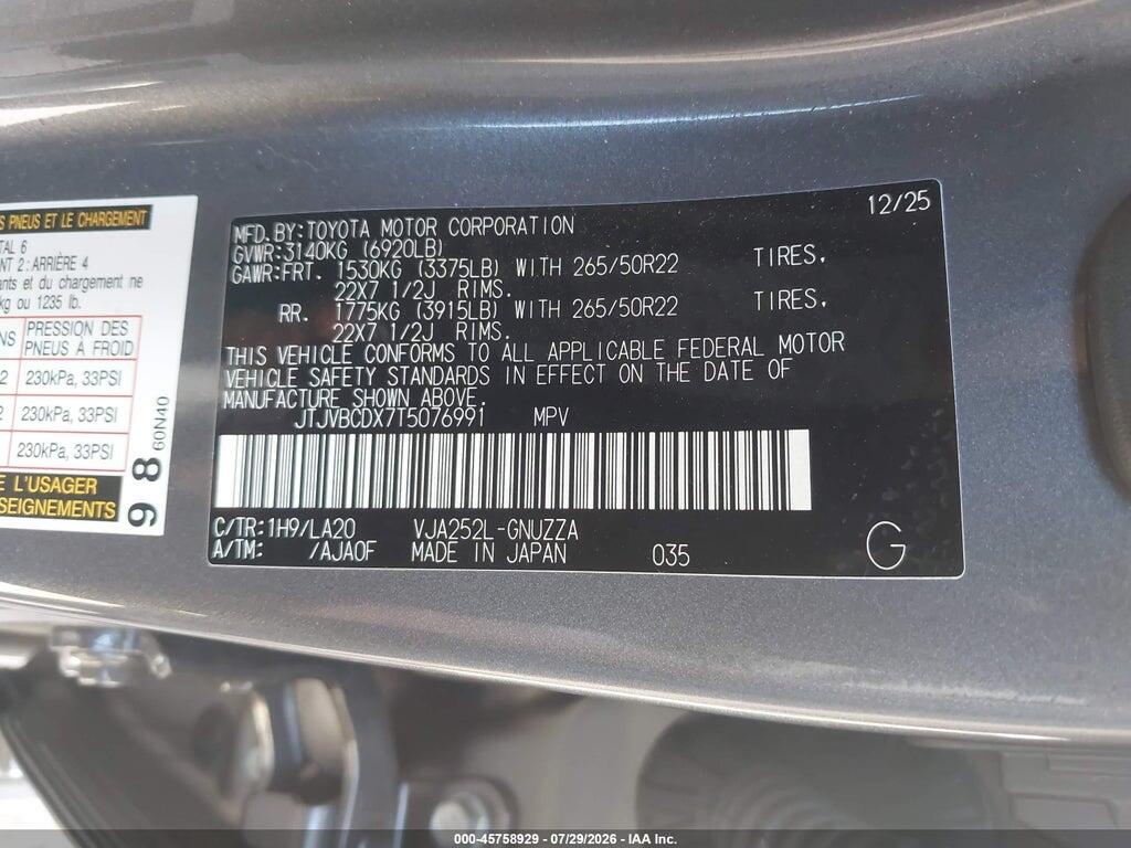 JTJVBCDX7T5076991 2026 LEXUS GX 550 photo no. 9