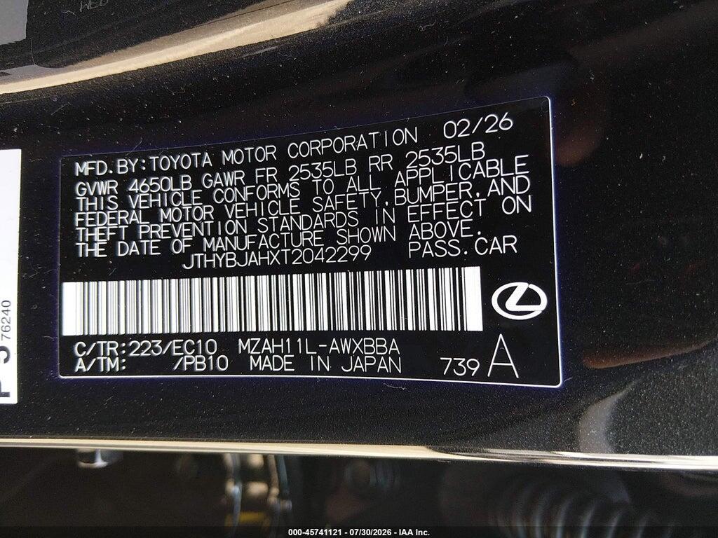 JTHYBJAHXT2042299 2026 LEXUS UX 300H photo no. 9