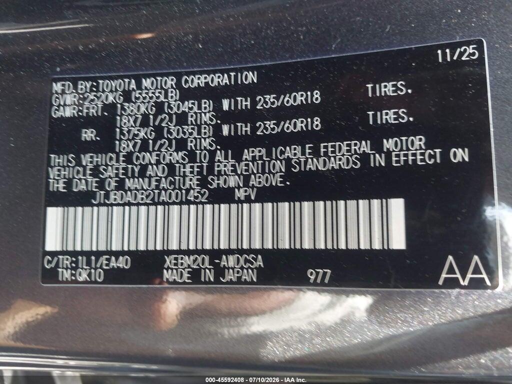 JTJBDADB2TA001452 2026 LEXUS RZ 350E photo no. 9