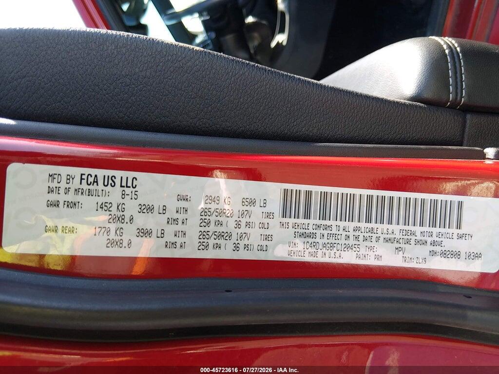 1C4RDJAG8FC120455 2015 DODGE DURANGO photo no. 9
